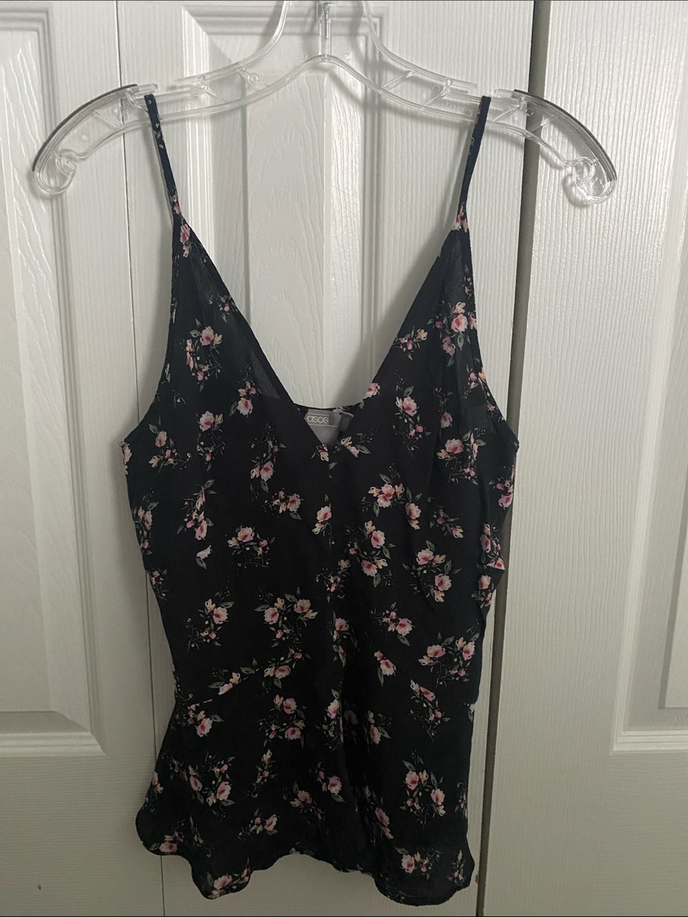ASOS Black Floral Spaghetti Strap Tank Top